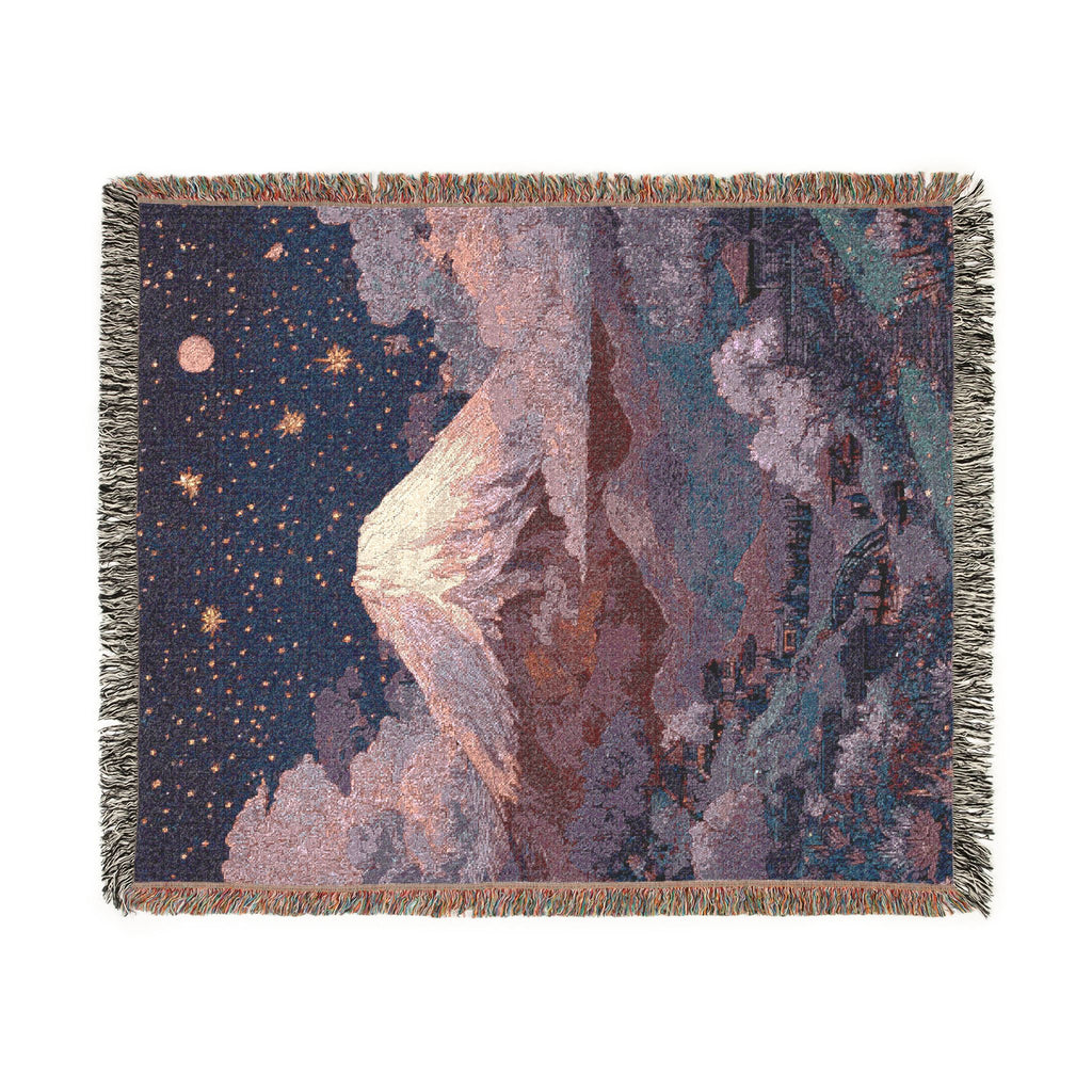 Mount Fuji Purple Night Sky - PoeticWovens
