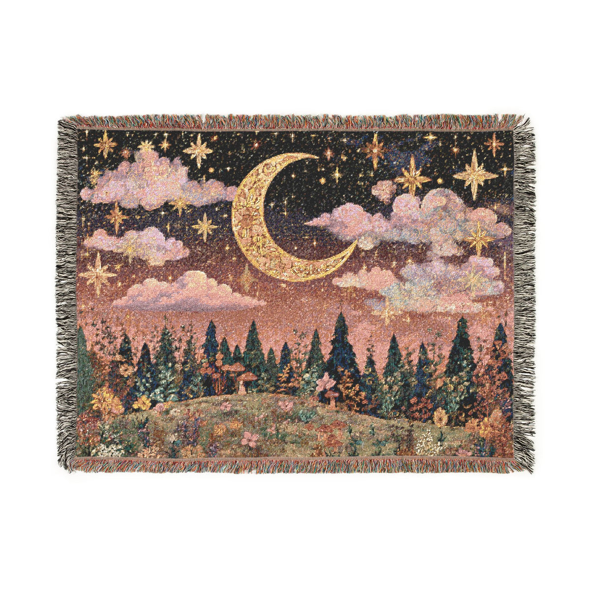 Landscape Crescent Moon Nightscape - PoeticWovens