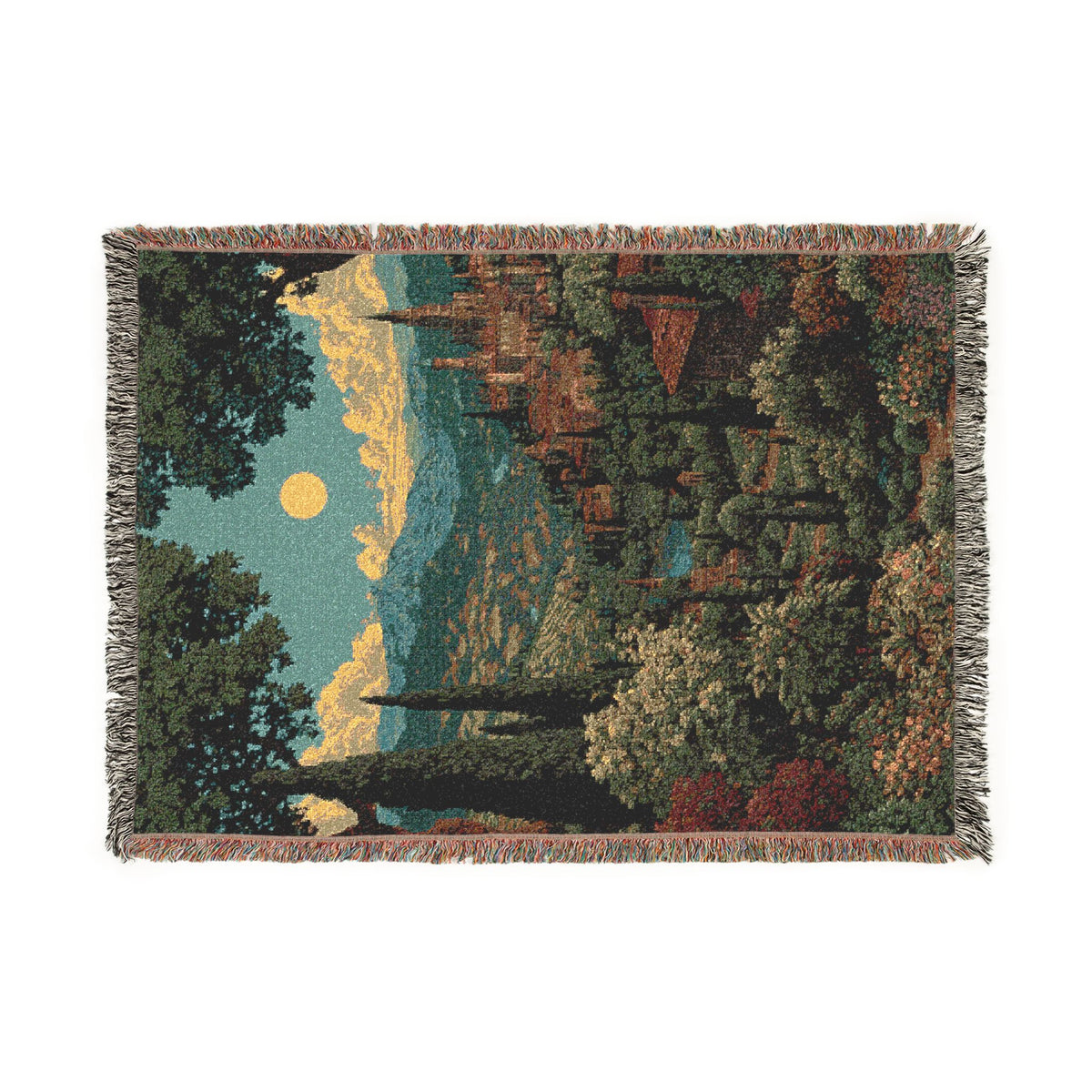 Sunset Blue Sky Landscape Woven Blanket - PoeticWovens