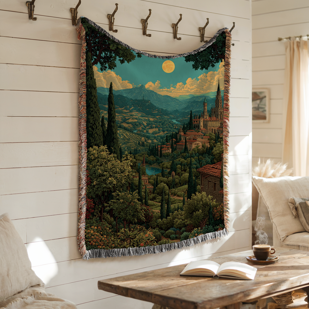 Sunset Blue Sky Landscape Woven Blanket - PoeticWovens