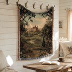 Vintage Cottage Forest Path Woven Blanket - PoeticWovens