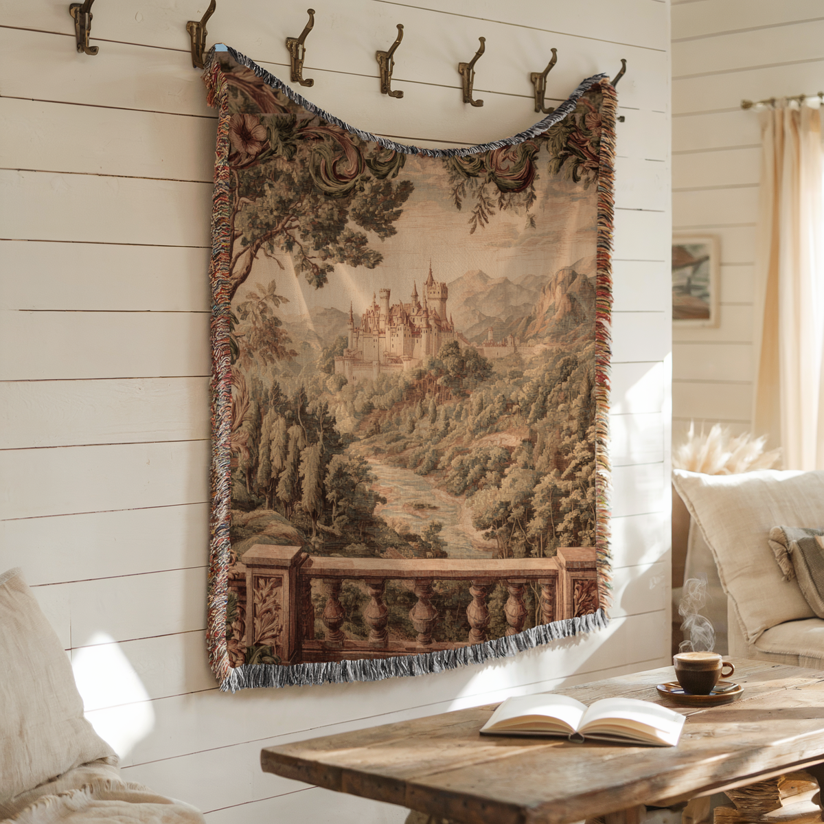 Vintage Mountain Landscape Woven Blanket - PoeticWovens