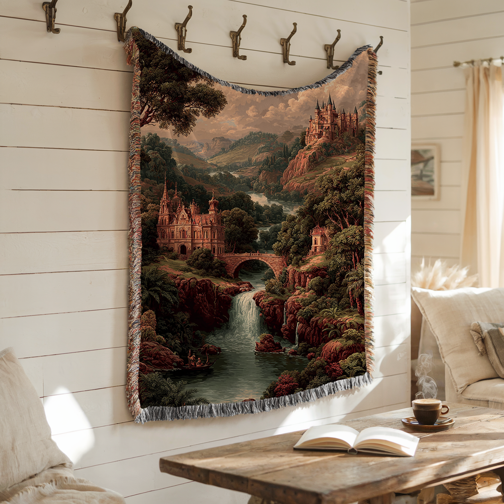 Abstract Earth Tone View Woven Blanket - PoeticWovens