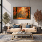 Autumn Streetlamp Painting - PoeticWovens