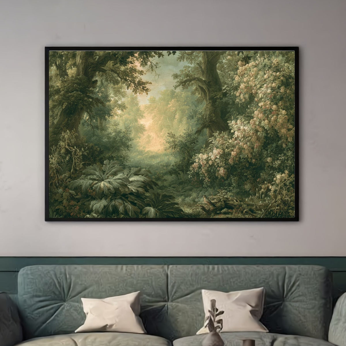 Misty Woodland Landscape - PoeticWovens