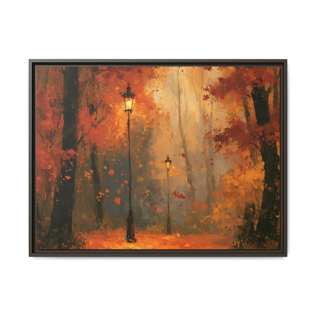 Autumn Streetlamp Painting - PoeticWovens