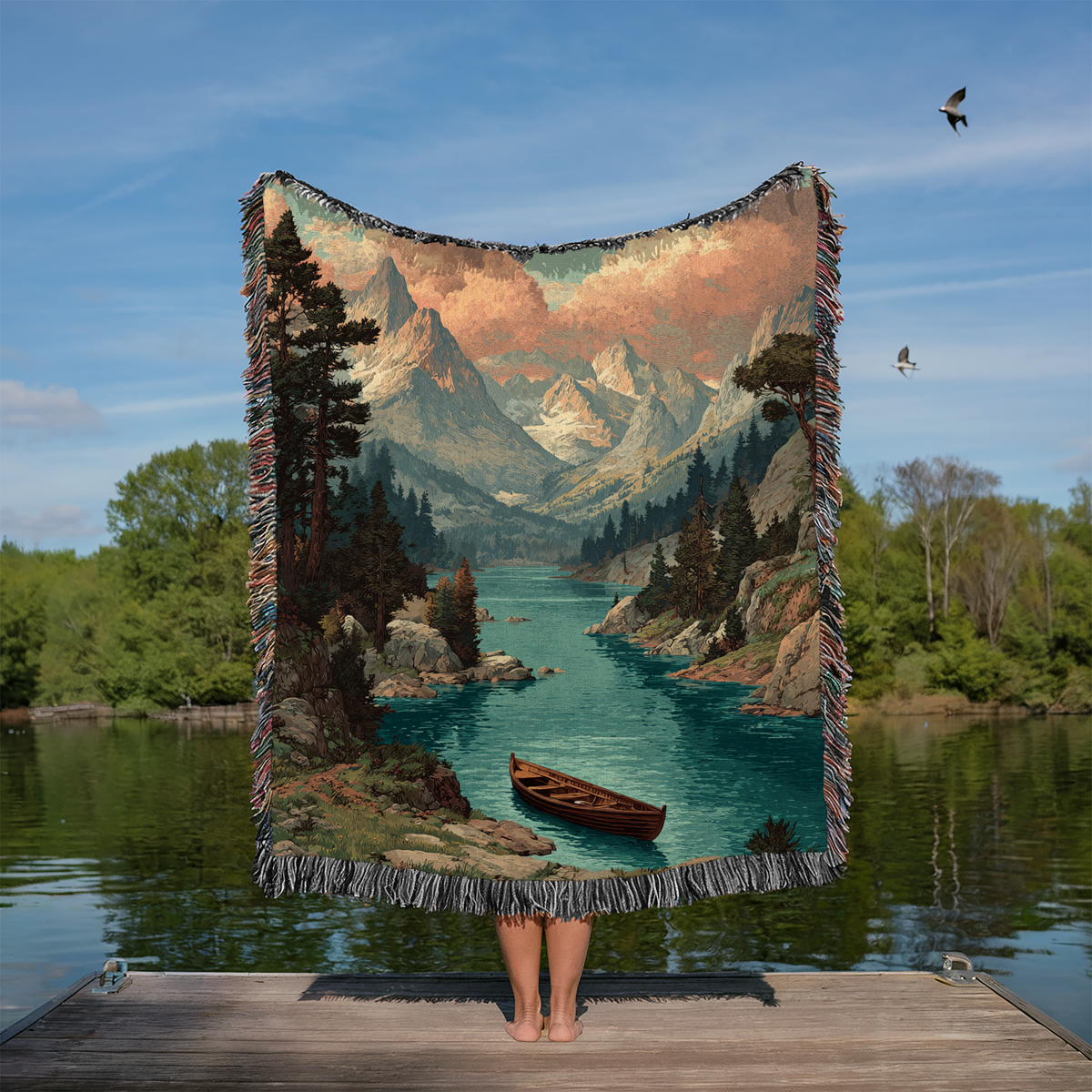 Surreal Ocean Dreamscape Woven Blanket - PoeticWovens