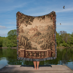Vintage Mountain Landscape Woven Blanket - PoeticWovens
