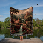 Abstract Earth Tone View Woven Blanket - PoeticWovens