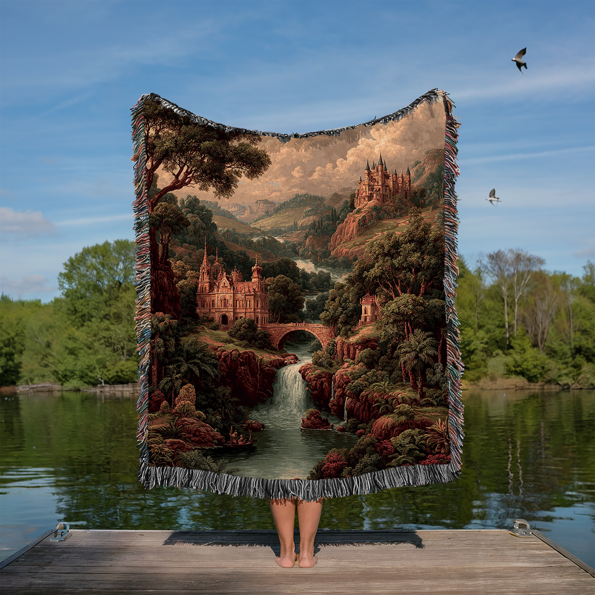 Abstract Earth Tone View Woven Blanket - PoeticWovens