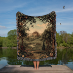Vintage Cottage Forest Path Woven Blanket - PoeticWovens