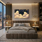 Blue Starry Night Clouds Painting - PoeticWovens