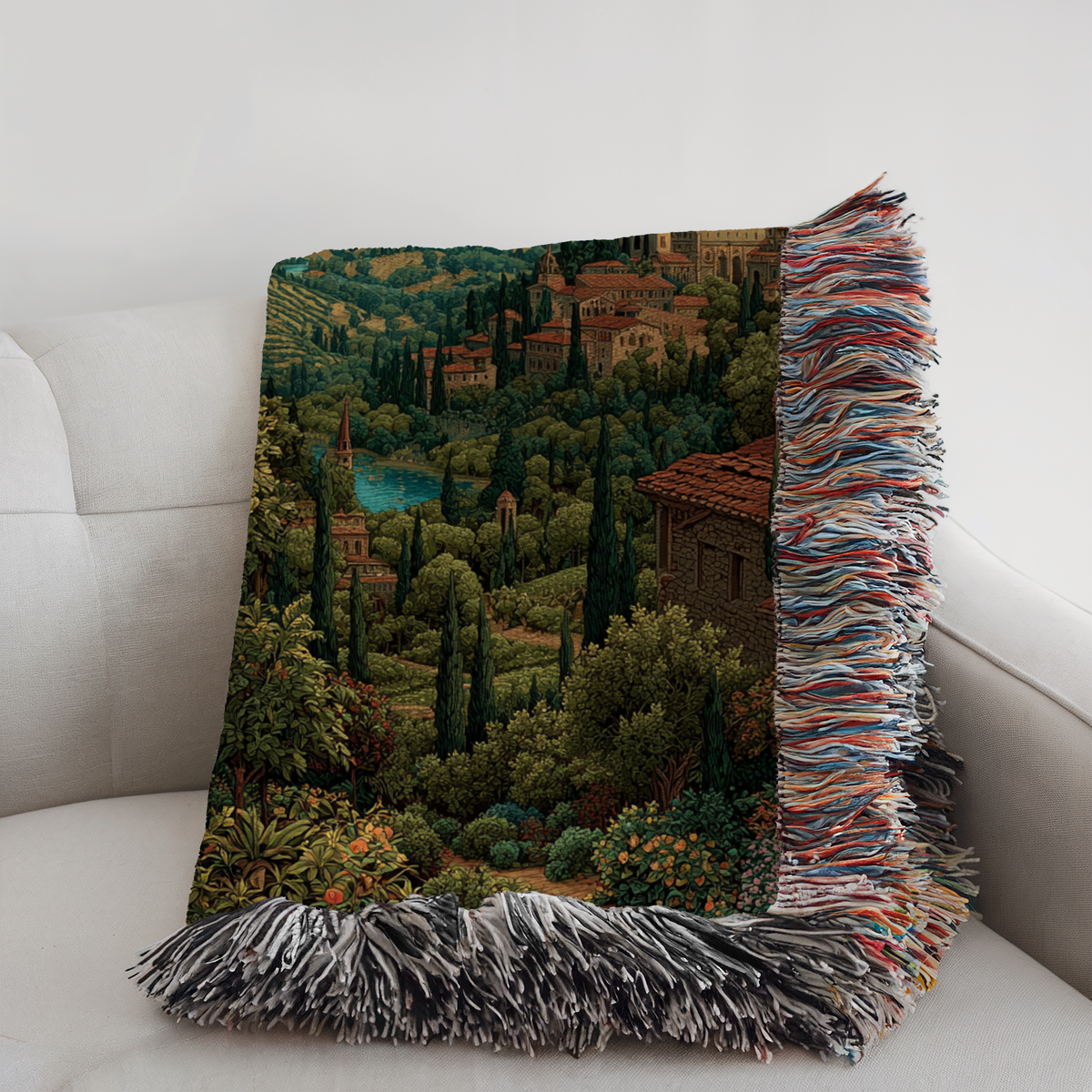 Sunset Blue Sky Landscape Woven Blanket - PoeticWovens
