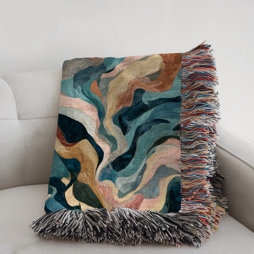 Abstract Marble Swirl Woven Blanket - PoeticWovens