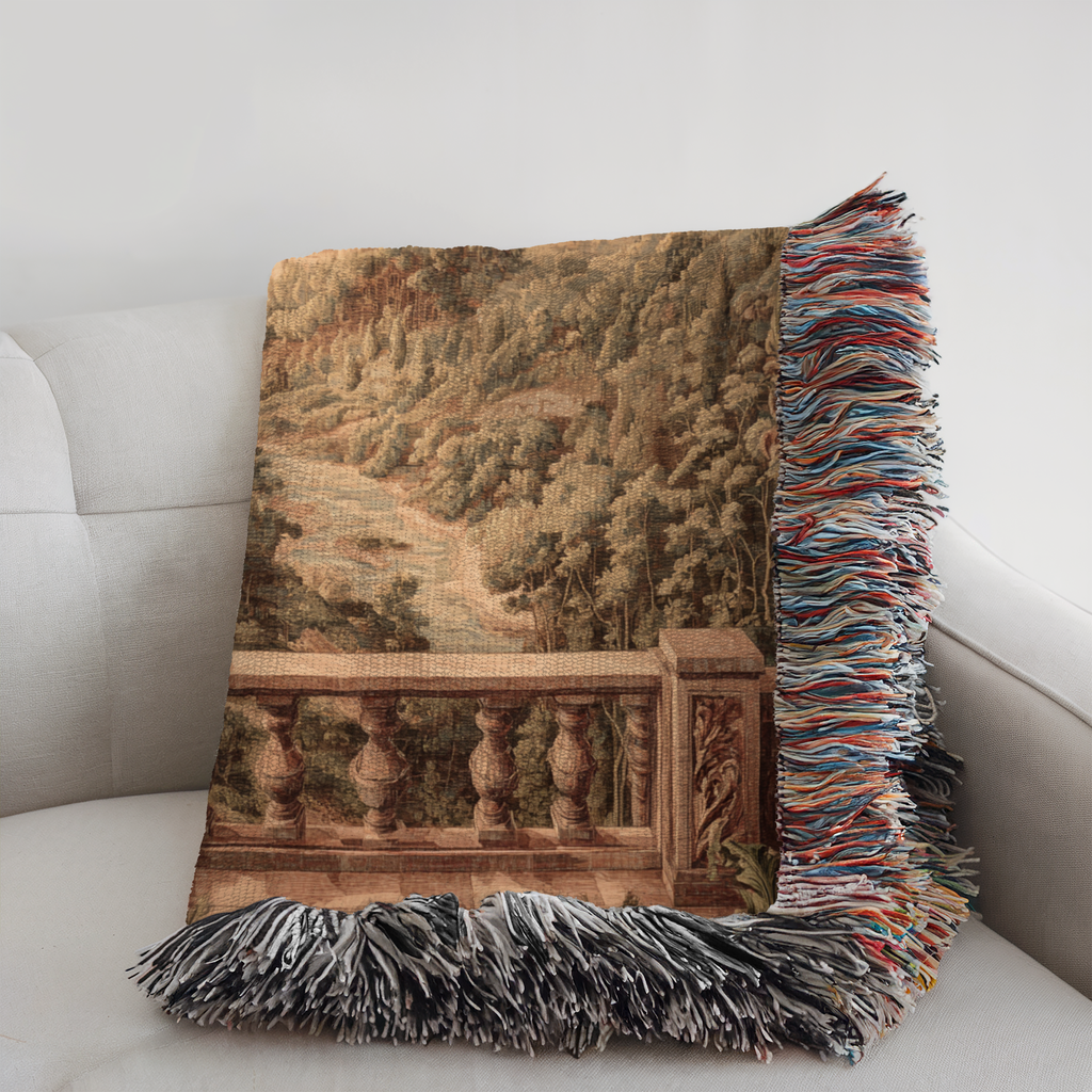 Vintage Mountain Landscape Woven Blanket - PoeticWovens