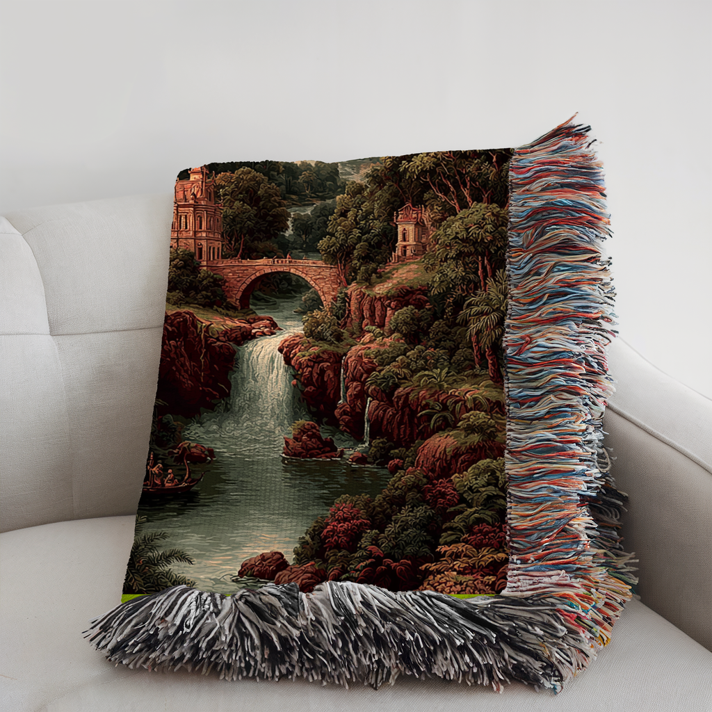 Abstract Earth Tone View Woven Blanket - PoeticWovens