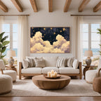 Blue Starry Night Clouds Painting - PoeticWovens