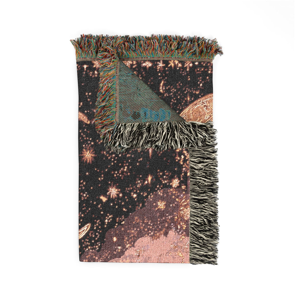 Pink Celestial Moon and Stars Woven Blanket - PoeticWovens