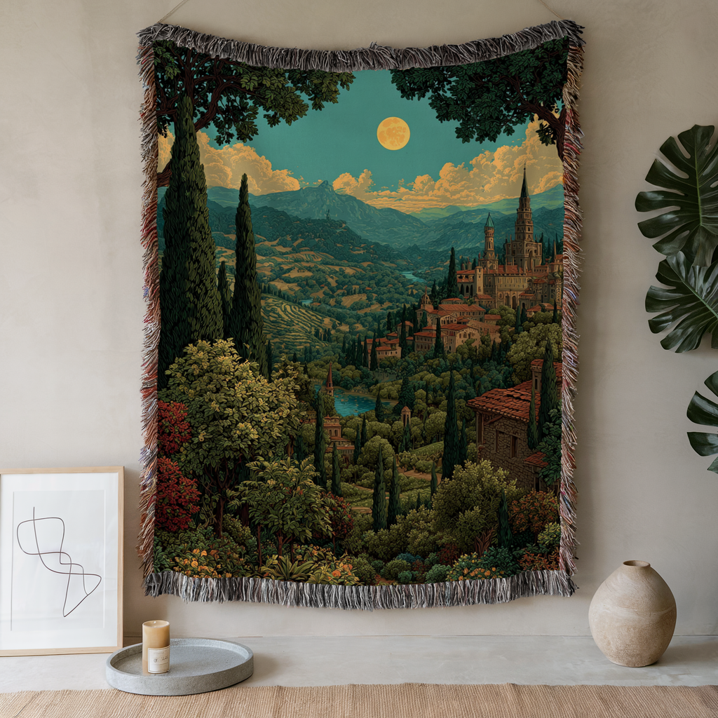 Sunset Blue Sky Landscape Woven Blanket - PoeticWovens