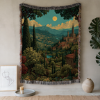 Sunset Blue Sky Landscape Woven Blanket - PoeticWovens