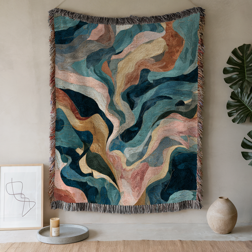 Abstract Marble Swirl Woven Blanket - PoeticWovens