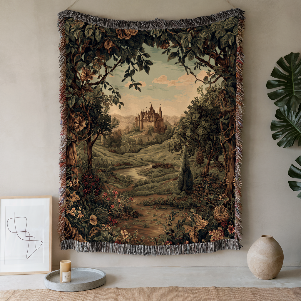 Vintage Cottage Forest Path Woven Blanket - PoeticWovens