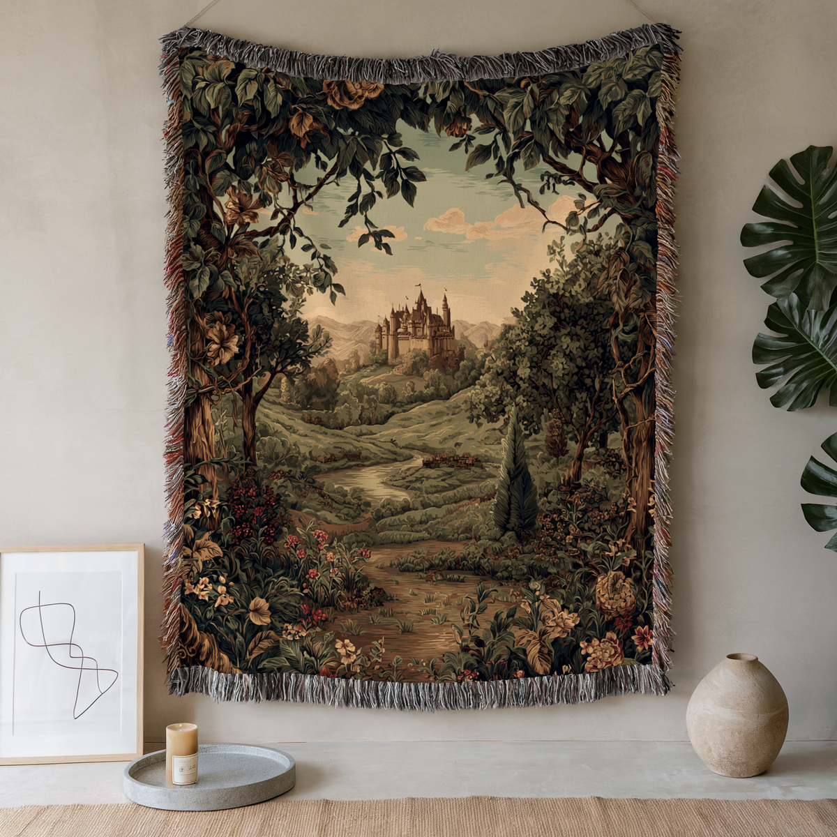 Vintage Cottage Forest Path Woven Blanket - PoeticWovens