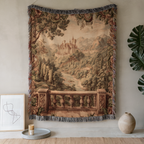 Vintage Mountain Landscape Woven Blanket - PoeticWovens
