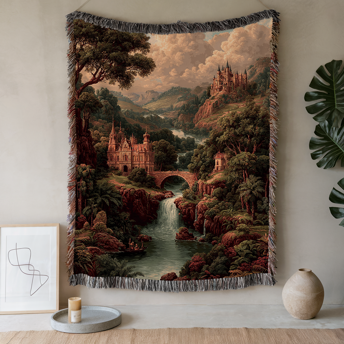 Abstract Earth Tone View Woven Blanket - PoeticWovens