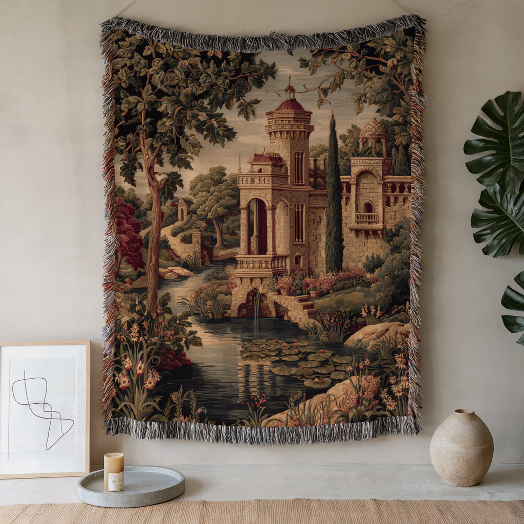 Vintage Luxury Castle Woven Blanket - PoeticWovens