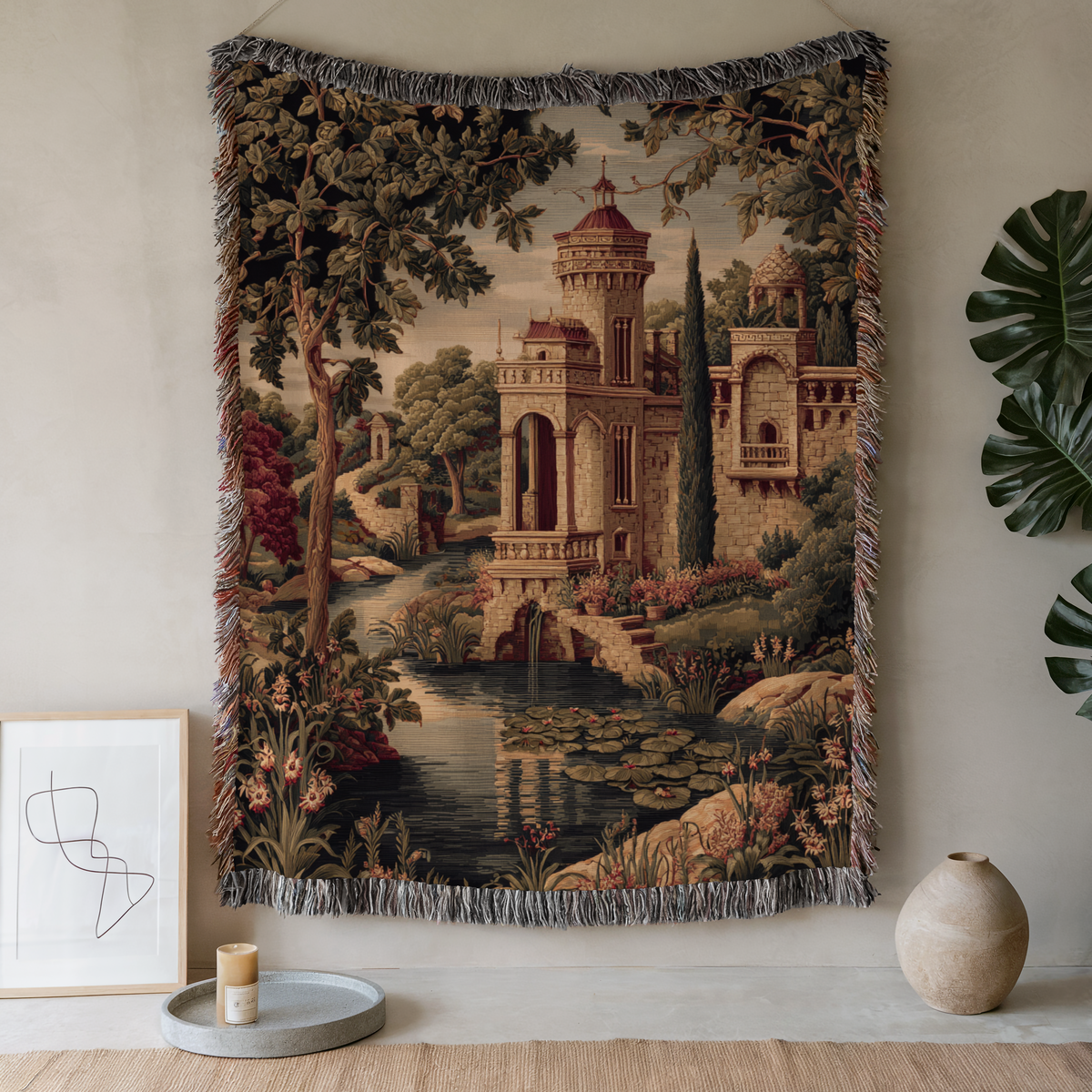 Vintage Luxury Castle Woven Blanket - PoeticWovens