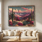 Desert Pretty Sunset Landscape Woven Blanket - PoeticWovens