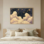 Blue Starry Night Clouds Painting - PoeticWovens