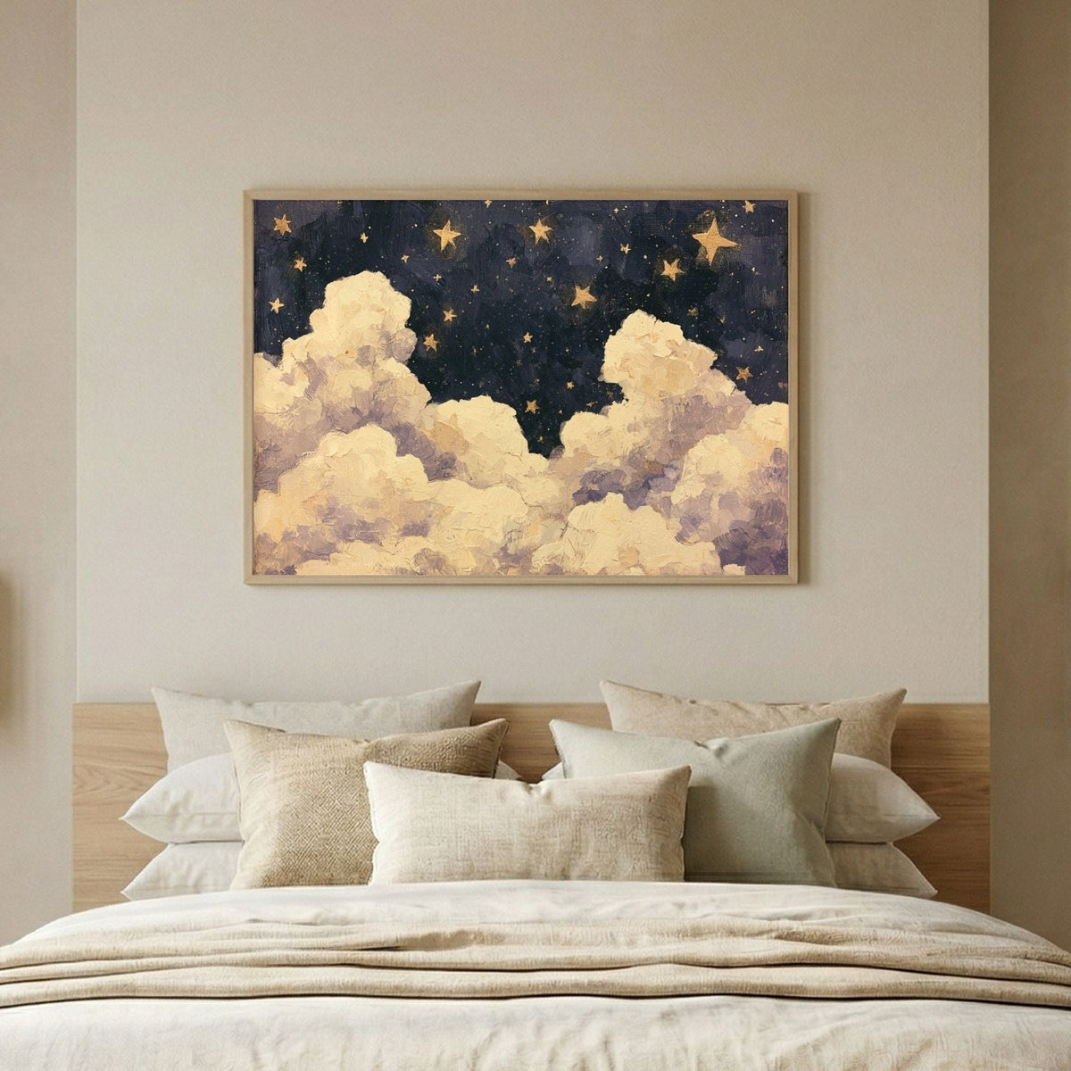 Blue Starry Night Clouds Painting - PoeticWovens