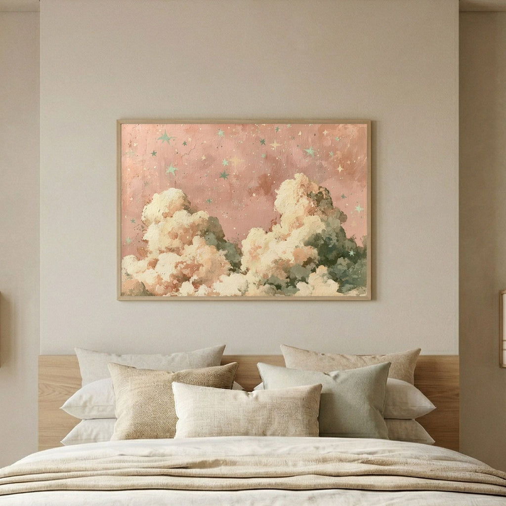 Pink Cloudy Starry Sky - PoeticWovens