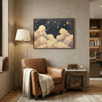 Blue Starry Night Clouds Painting - PoeticWovens