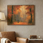 Autumn Streetlamp Painting - PoeticWovens