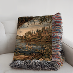 Vintage Medieval Floating Castle Woven Blanket - PoeticWovens