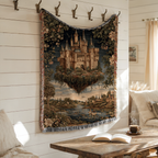 Vintage Medieval Floating Castle Woven Blanket - PoeticWovens