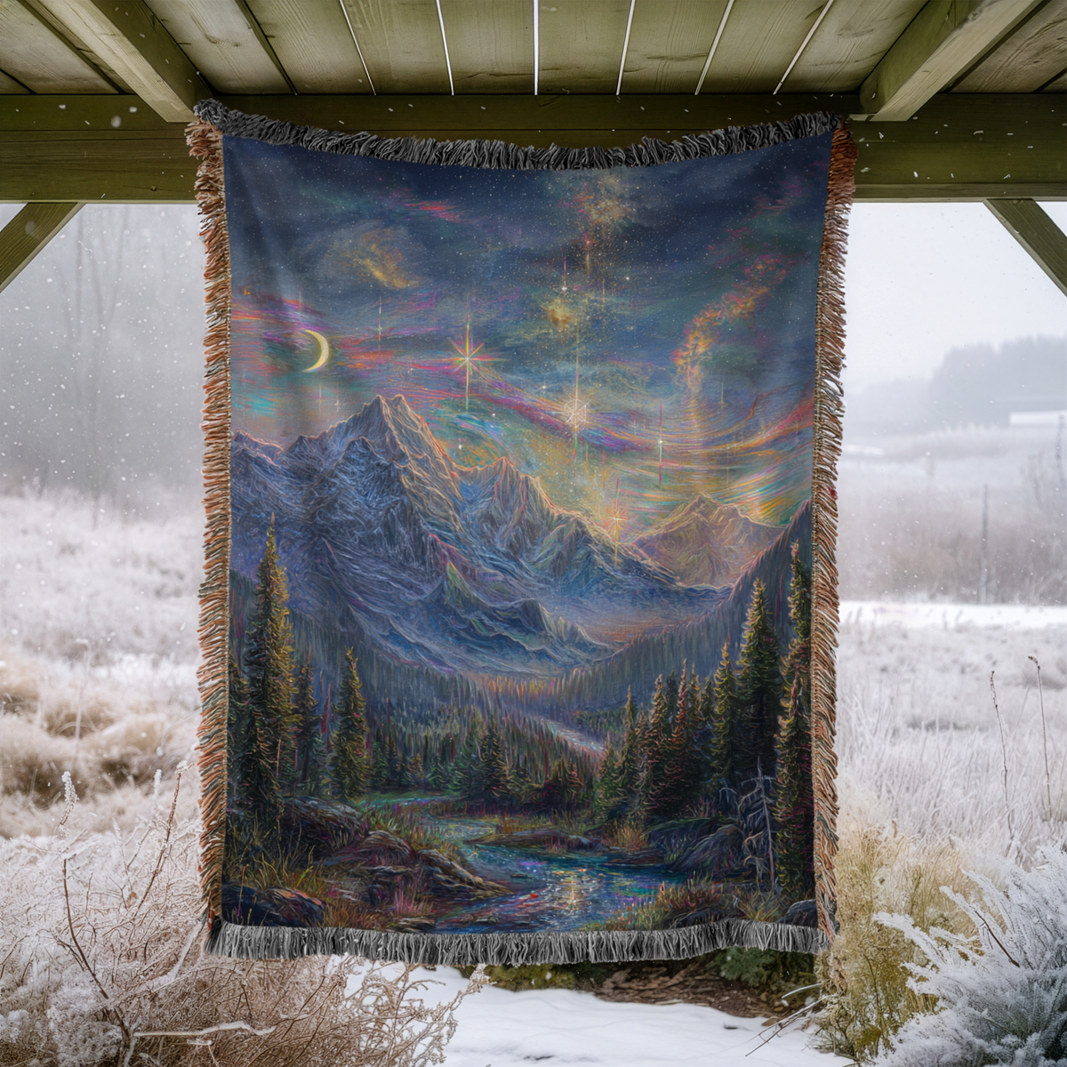 Abstract Cosmic Sky Woven Blanket - PoeticWovens