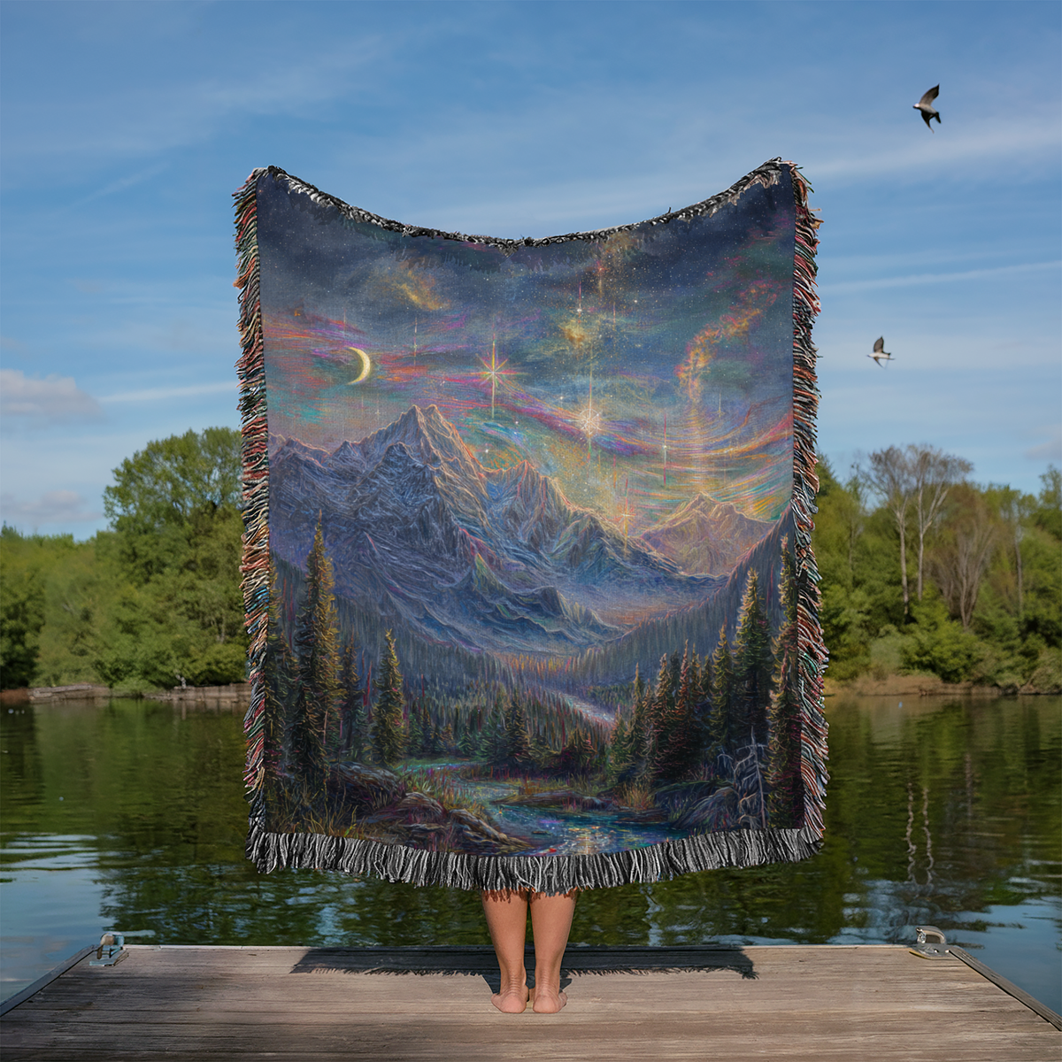 Abstract Cosmic Sky Woven Blanket - PoeticWovens