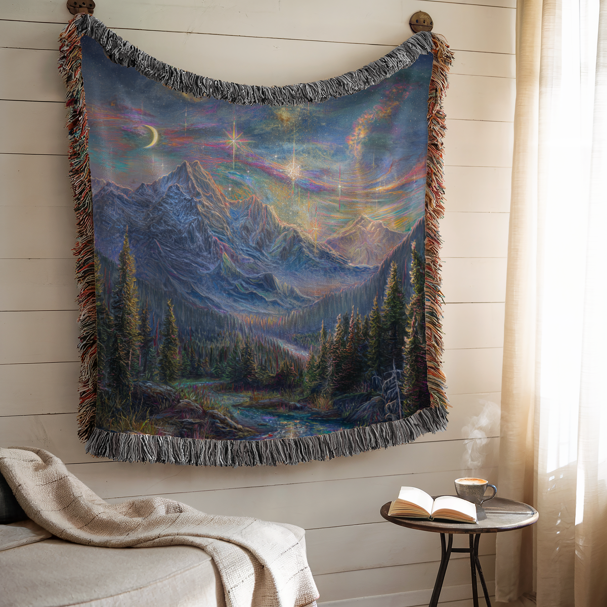 Abstract Cosmic Sky Woven Blanket - PoeticWovens