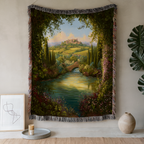 Greenery Landscape Pond Scenery Woven Blanket - PoeticWovens