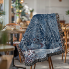 Blue Starry Night Landscape Woven Blanket - PoeticWovens