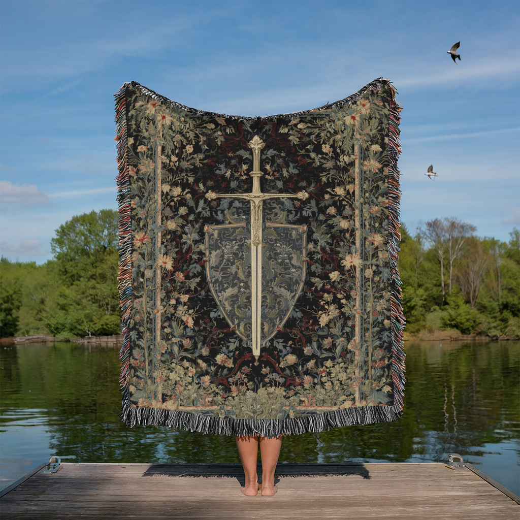 Medieval Sword Heraldic Throw - PoeticWovens
