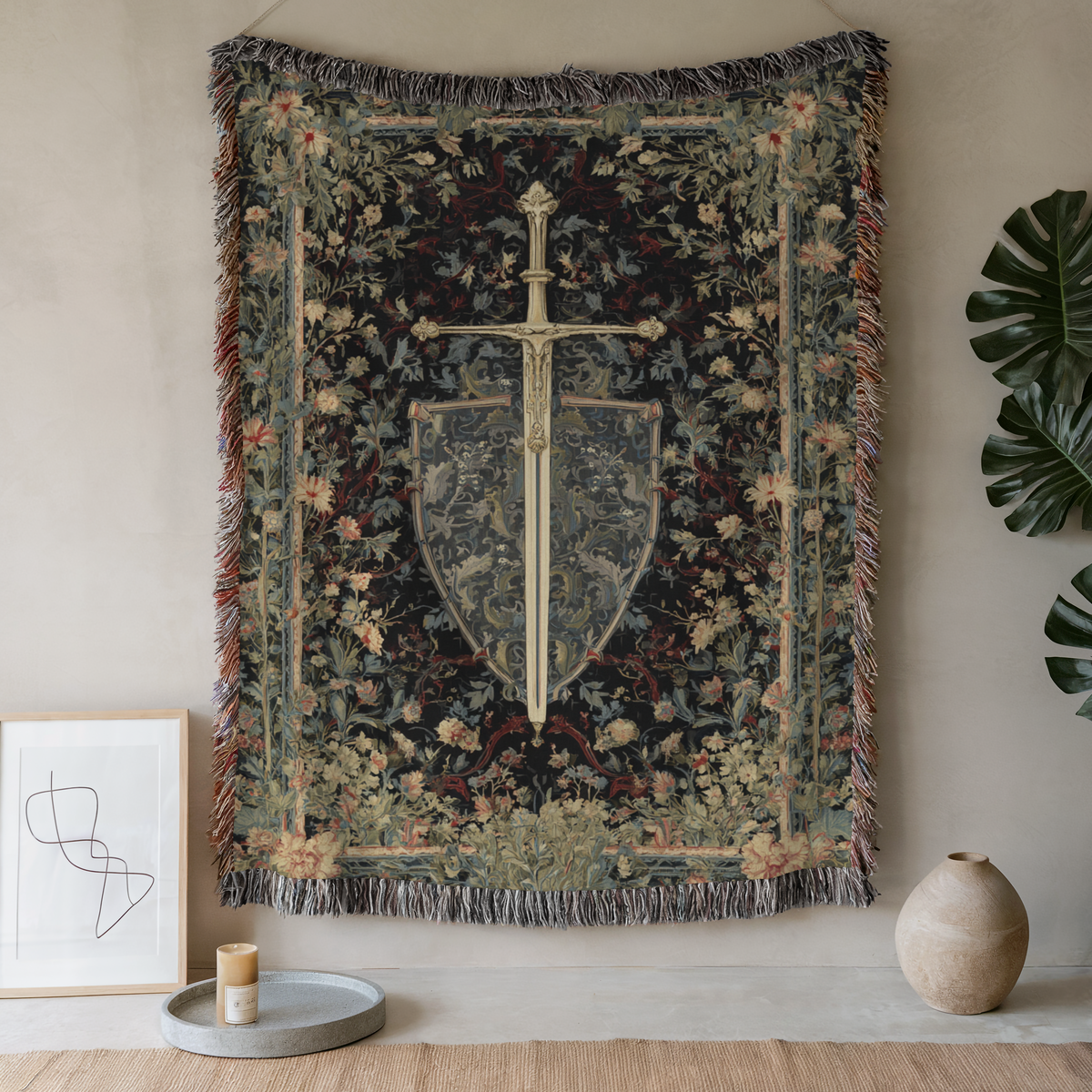 Medieval Sword Heraldic Throw - PoeticWovens