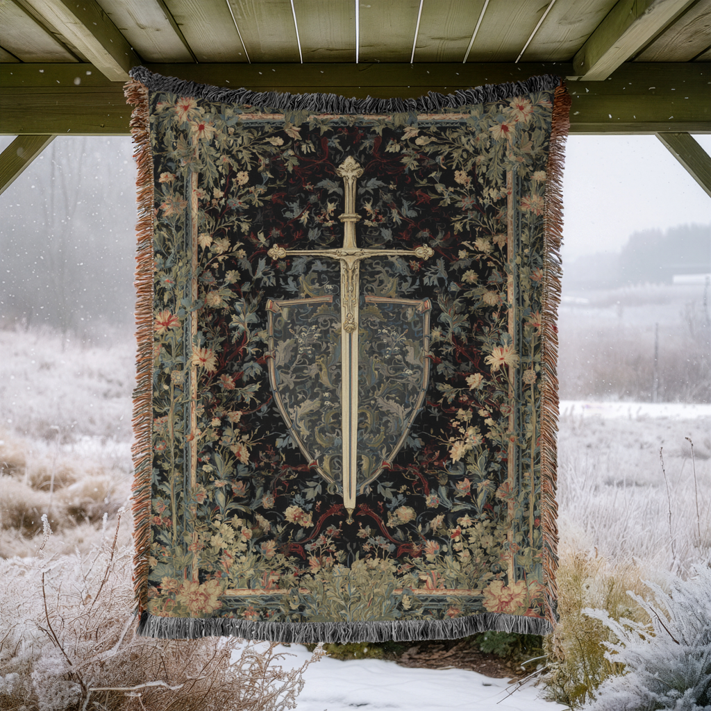 Medieval Sword Heraldic Throw - PoeticWovens