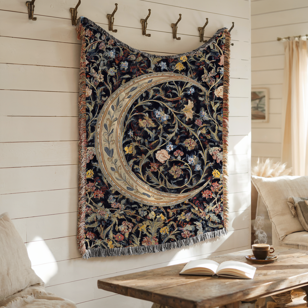 Floral Crescent Moon - PoeticWovens