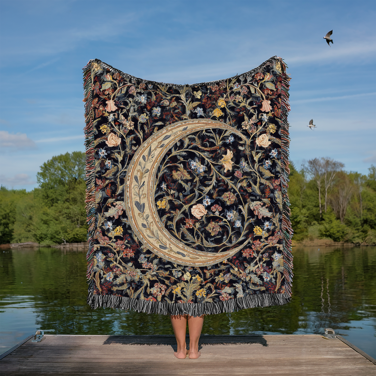Floral Crescent Moon - PoeticWovens