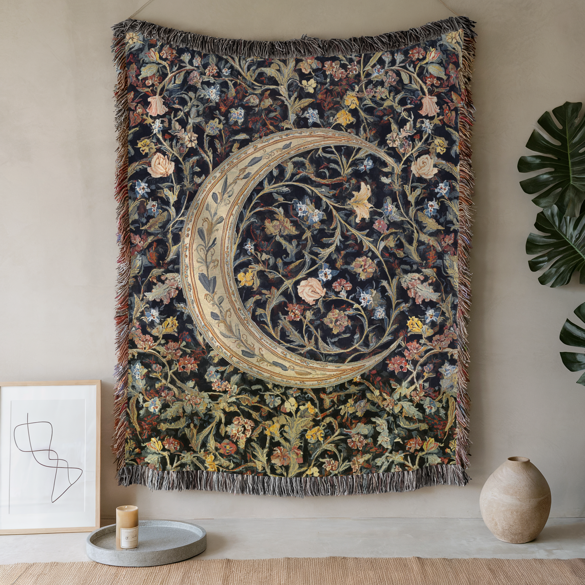 Floral Crescent Moon - PoeticWovens